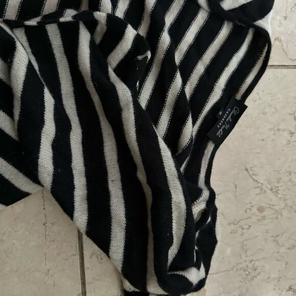 Claudia Nichole Cashmere S Cardigan Sweater Open Front Striped Black White Work - Picture 8 of 15